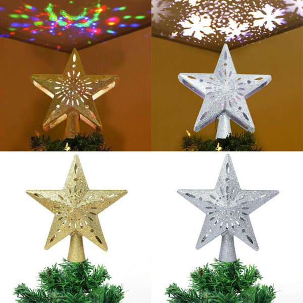 

us 3d hollow star christmas tree er w/ led snowflake projector lights decor