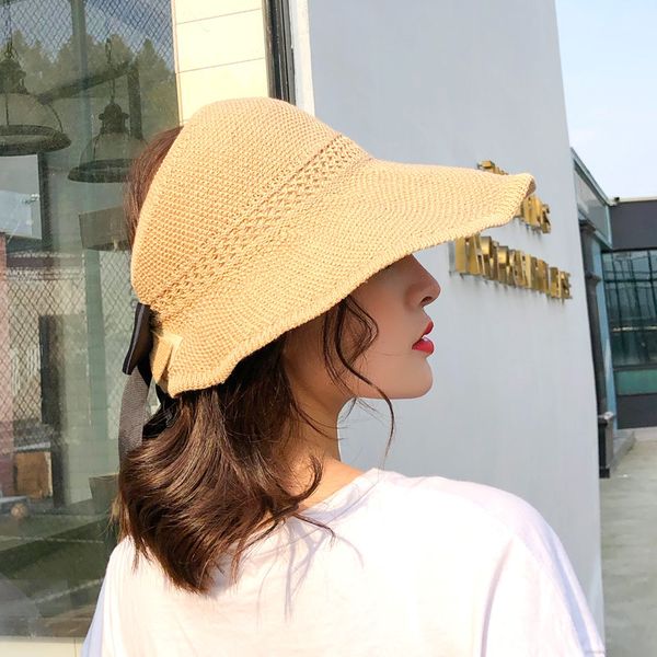 

2009 hat female korean version baitao folding beach hat sunhat sunscreen sunhat butterfly-knotted empty headhat summer, Blue;gray