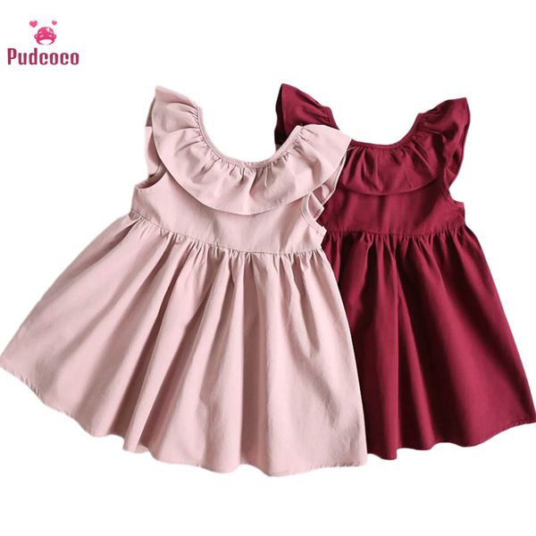 

2020 summer clothing toddle kids baby girls princess dress backless bow ruffle dresses solid short sleeve party clothes 3-7t, Red;yellow