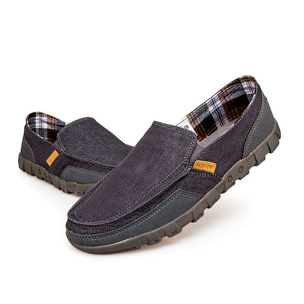 

plus-sized menswear canvas shoes korean-style trend low-shoes men's slip-on students foot covering canvas 38-48, Black