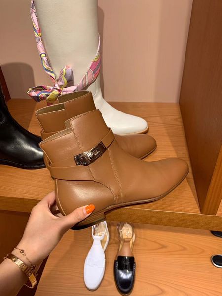 

european style luxury designer shoes fashion boots wome's closure martin boots belt buckle decoration with lether, Black