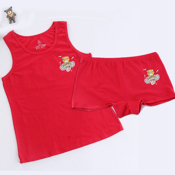 

new style plexus ya year of fate girls dark red long vest suit middle and large girls long vest boxers set, Black;white