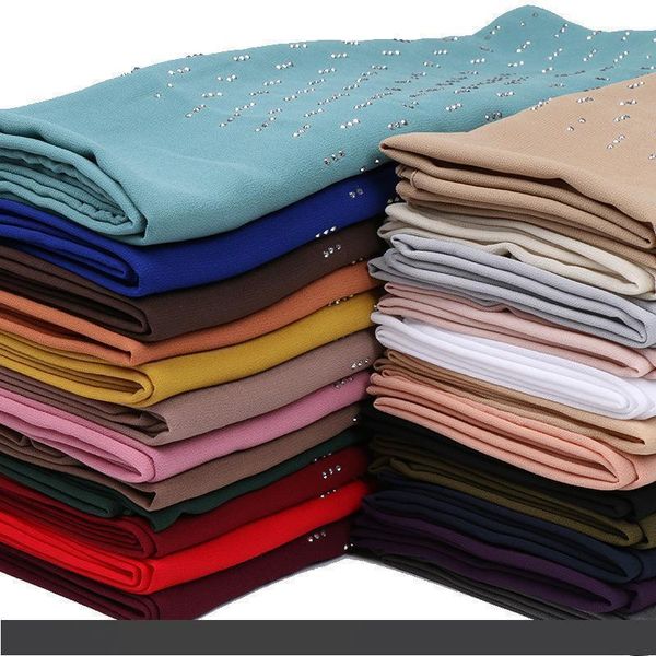 

designer malay nation wind rhinestone monochrome women's chiffon scarf ventilation refreshing around the neck scarf yw113, Blue;gray