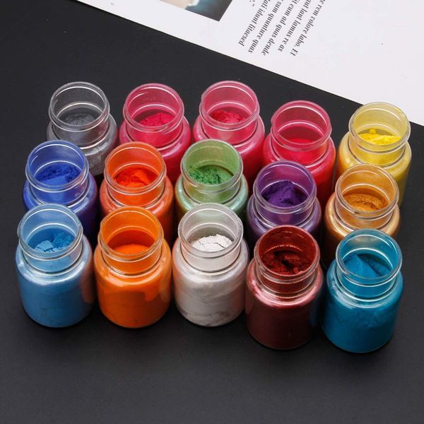 

15 colors for soap making/soap dyes/nail art/eyeshadow diy mica powder pigment supply kit powder resin in bottle organized feb21