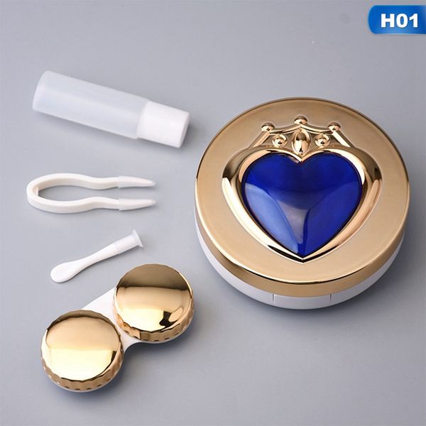 

2019 new arrival pentagram pattern glasses contact lenses box contact lens case for women eyes care kit holder container, Silver