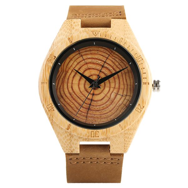 

trendy stylish hand-made quartz wooden watches for men women wood grain genuine leather wristband clasp wristwatch ly191213, Slivery;brown
