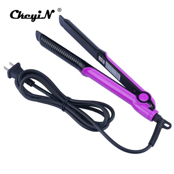 

110-220v dual voltage portable electric flat iron curler hair straightener iron plate wet/dry temperature control styling tools, Black