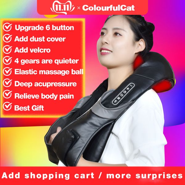 

electric neck roller massager for back pain shiatsu infrared lamp massage pillow gua sha products body health care relaxation