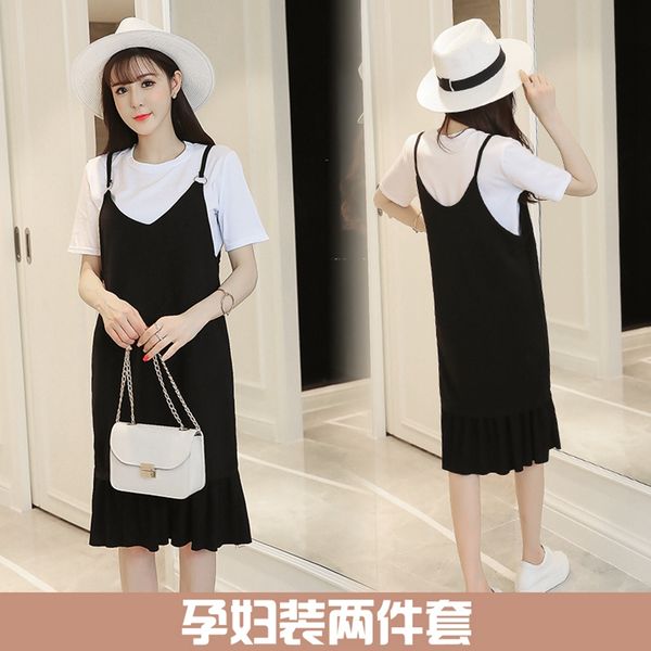 

new pregnant women summer dress summer 2019 new pregnancy loose shirt pregnant women skirt korean fashion pregnancy skirt, White