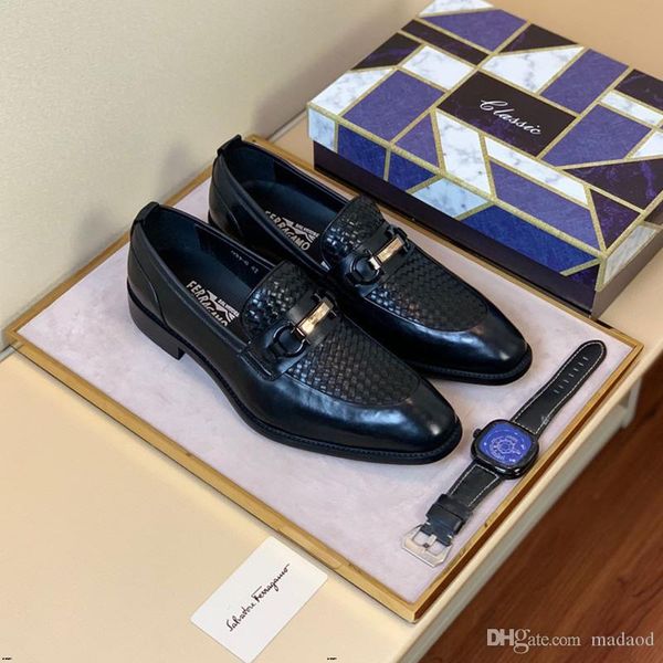 

21fw oxfords spring autumn men formal wedding shoes luxury men business dress shoes men loafers pointy shoes big size 38-45 yeye2, Black
