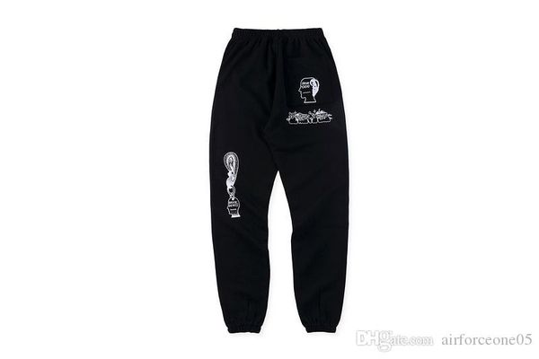 

brain dead gustavo sweatpants mens kanye fleece designer pantalones pencil pants casual skateboard trousers, Black