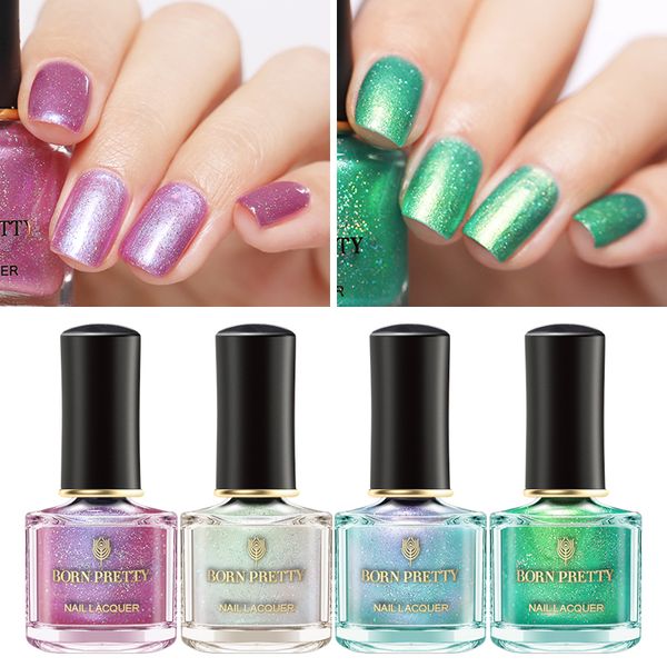 

born pretty 6ml nail polish shining glitter pearl nail art polish green silver color lacquer varnish manicure fast dry coat