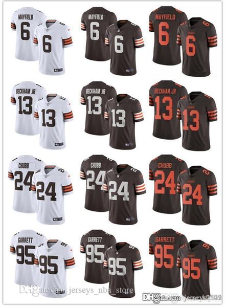 

мужчины женщины cleveland browns youth 13 odell beckham jr 6 baker mayfield 95 myles garrett 24 nick chubb футбольные майки rush orange, Black;red