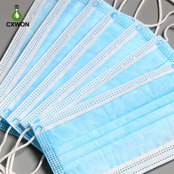 

in stock 50pcs face mask disposable no woven face mask dustproof facial protective cover 3 layer mask ship via dhl
