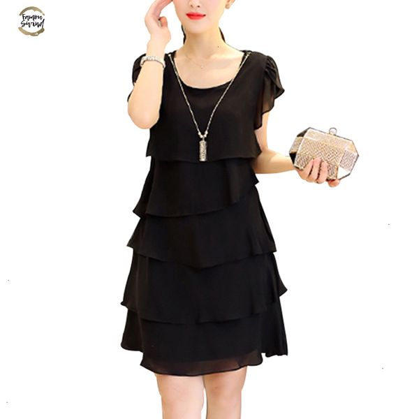 

summer 2019 women chiffon dress plus size dresses ladies elegant female vestido cocktail casual vintage party designer clothes, Black;gray