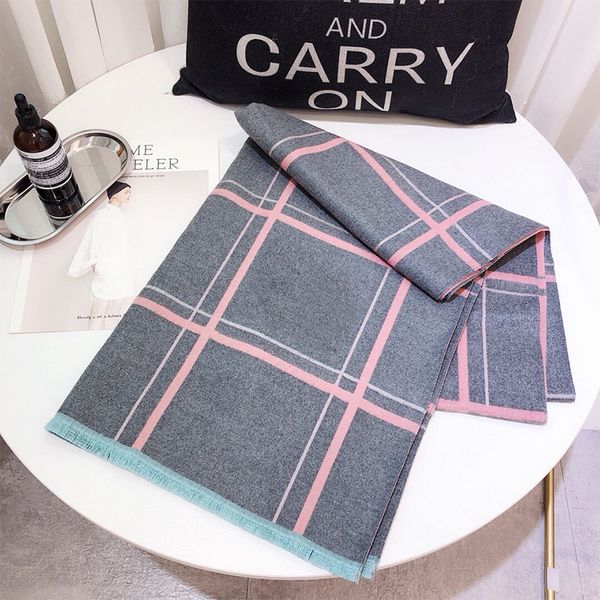 

new arrival autumn winter women girls double sides wild soft temperament thick scarf fresh wool comfortable trend warm scarf size180*70cm, Blue;gray