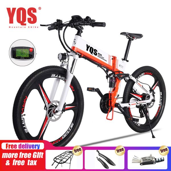 

qys electric bike 21 speed 350w 110km built-in lithium battery ebike electric 26" off road electric bicycle, Silver;blue