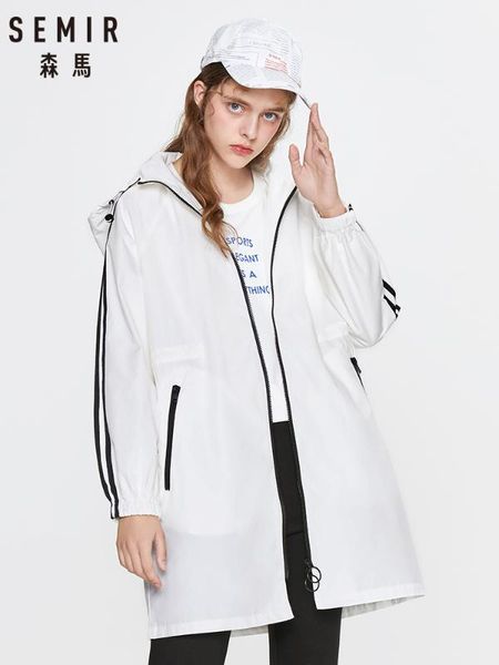 

women's trench coats semir loose coat women 2021 spring tide sports jacket hooded mid-length casual female, Tan;black