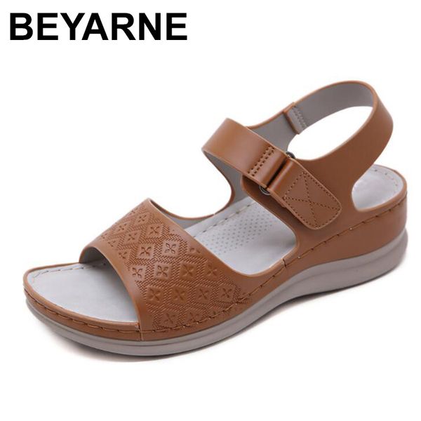 

beyarne summer new retro sandals for women car line non-slip light large size wedges comfortable sandals women l025, Black
