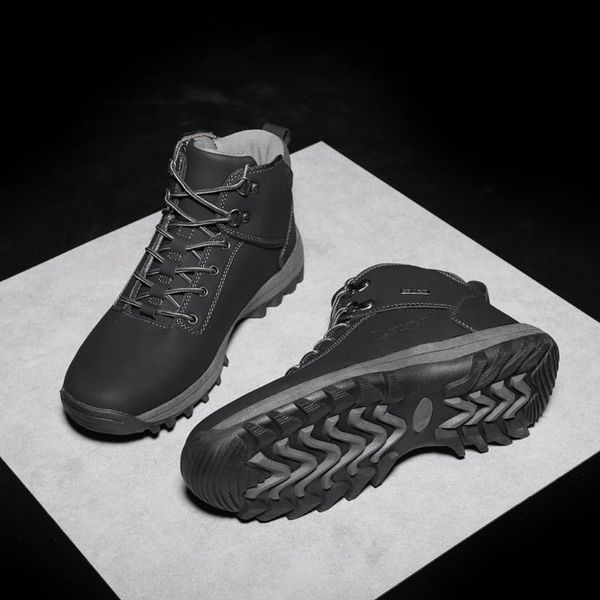 

women snow shoes inner wool blend winter ankle boots lace up zipper non-slip outdoor climbing hiking shoes for ladies, Black