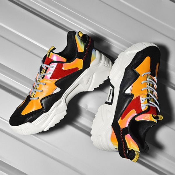 

2020 autumn men's shoes sneakers increase men's running shoes wild chunky sneakers basket trainers male j4-63, Black