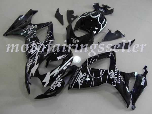 

new abs plastic fairings kit fit for suzuki gsxr600 gsxr750 gsx-r600 r750 k6 2006 2007 injection mold black base white line