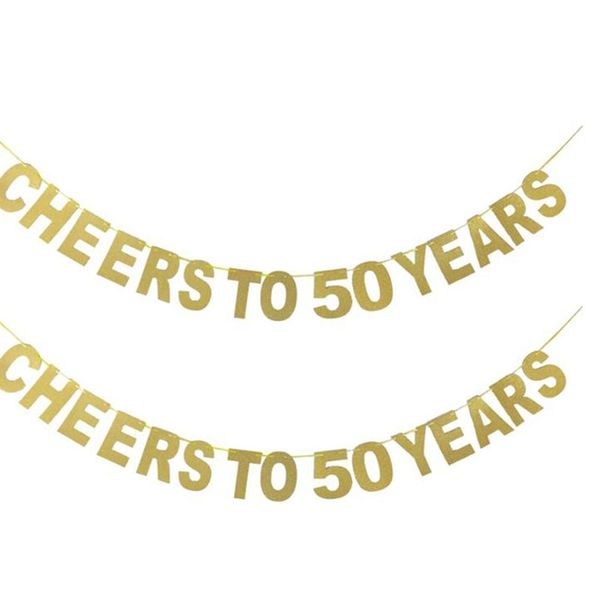 

gold glitter banner cheers to 30 40 50 60 70 years letter birthday party banner garland wedding celebration decoration other event