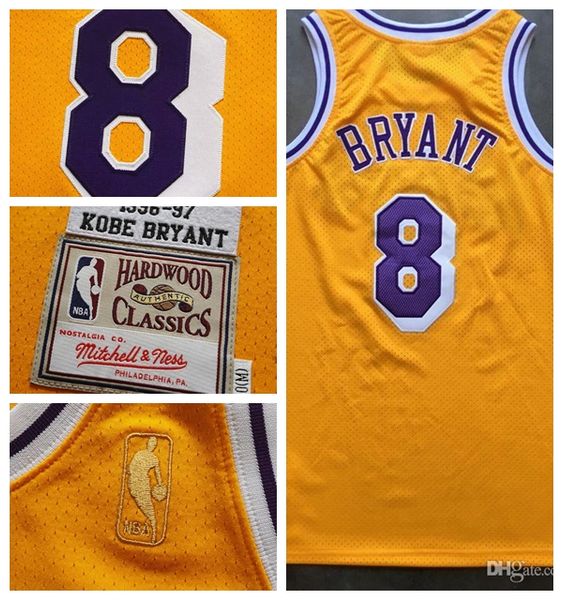 

Лос Анджелес Лейкерс Джерси Коби Брайант Джерси баскетбольная Майка Митчелл Несс желтый Новичок свингмен без рукавов 0418