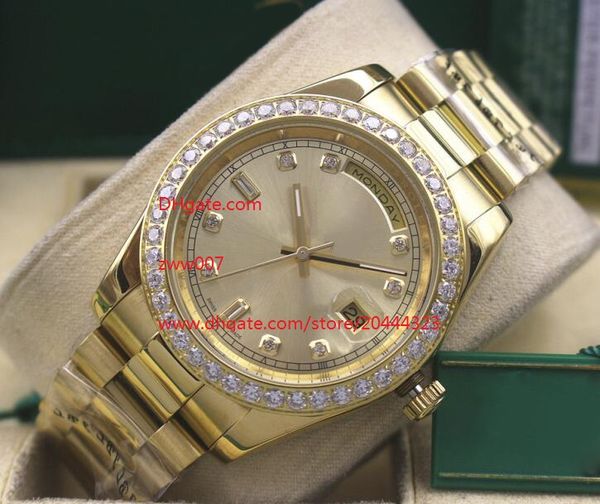 

luxury wristwatches sapphire glass 41mm day-date diamond classic series asia 2813 movement automatic mechanical mens watches, Slivery;brown