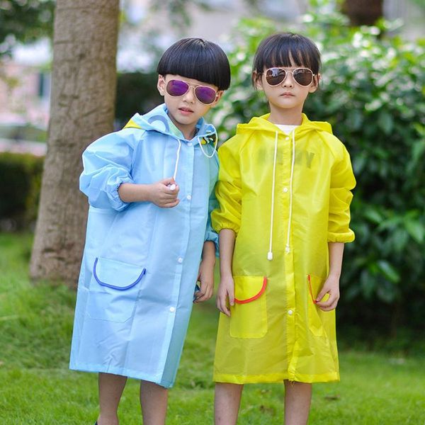 

cartoon animal print kids raincoat girls boys long sleeve hooded waterproof rain jackets long rainwear student cute poncho, Blue;gray