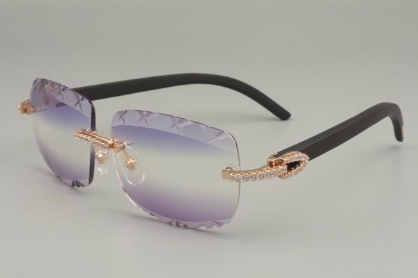 

2019 direct selling natural black wood sunglasses, luxury personalized diamond sunglasses 8300756-b size: 56-18-140mm, White;black