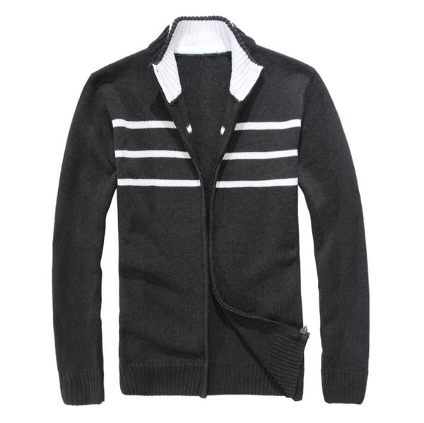 

2019 new pp55136 autumn brand men's casual sweater coats winter fashion brand mens cardigan high collar pockets knit outwear coat sweat, White;black