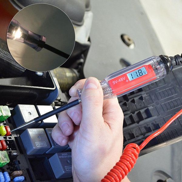 

3-48v car digital backlight lcd circuit tester auto electric voltage test pen probe detector car diagnostic tools styling