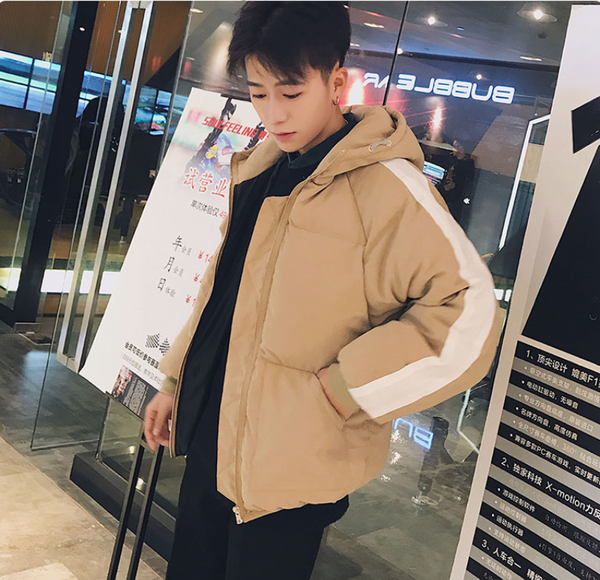 

new men winter warm thicken zipper coats men's hooded parkas casual male harajuku fashion jackets 2019, Black
