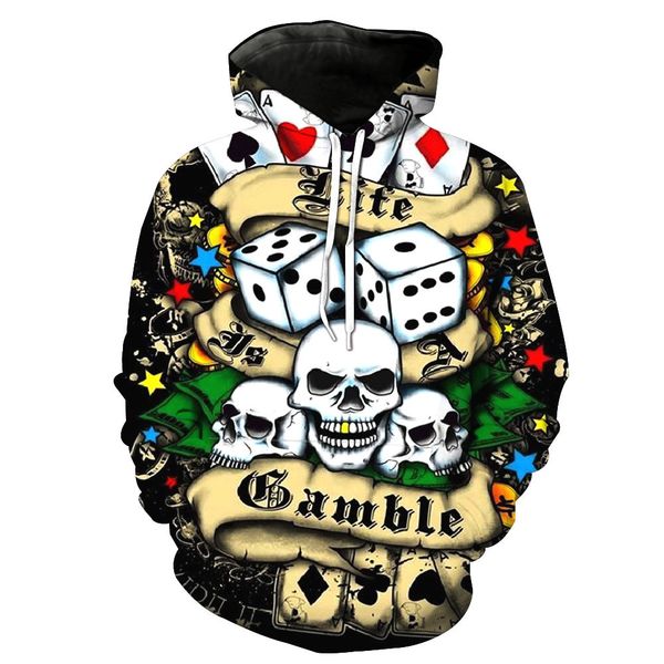 

european and american foreign trade skull print with cap pocket insert, men's fashion with hat, men's clothes, Black
