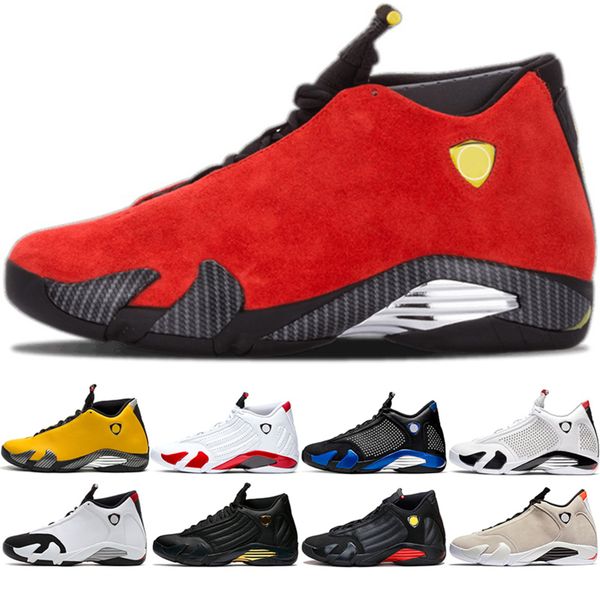 

14 14s men basketball shoes yellow candy cane red black white mens trainer sports athletic sneakers size 41-47 ing