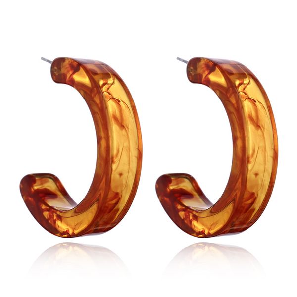 

geometric simple hoop earrings open round resin earrings retro wind brown colorful for women acrylic eardrop pendientes, Golden;silver