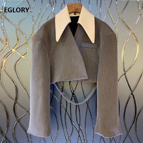

work jacket 2019 autumn fashion coat women white turn-down collar 3/4 sleeve casual grey cardigan jacket, Black;brown