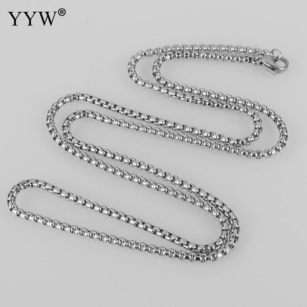 

2/3/3.5/4mm stainless steel square pearl chain necklace women link chains accessories diy jewelry box chain for hand-made men, Silver