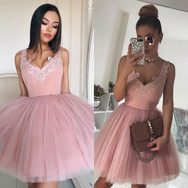 

2019 розовые короткие выпускные платья бальное платье милая кружевные аппликации тюль коктейльное платье платья возвращения на родину свадеб, Blue;pink