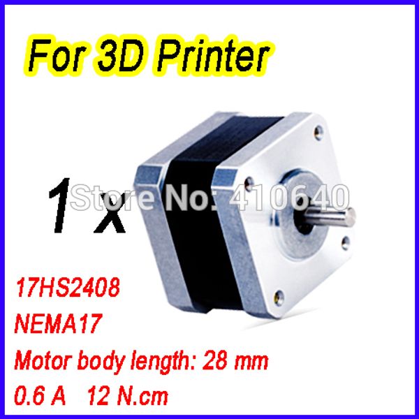 

3d printer nema 17 stepper motor 17hs2408 l28 mm 1.8 deg 0.6 a 12 n.cm 4 wires 1 piece