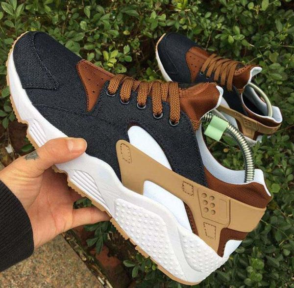 

2017 new arrival drop shipping wholesale famous huarache id denim brown mens womens athletic sneakers sports running shoes hurache 5.5-11