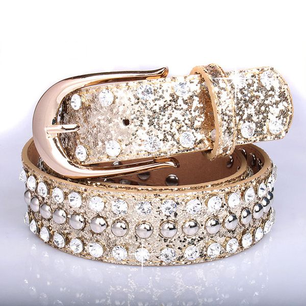 

новая конструкция способ кожаный ремень для женщин горного хрусталя пряжки ремней женских джинсового ремешка золотой ленты цвет 110125 см дл, Slivery;black