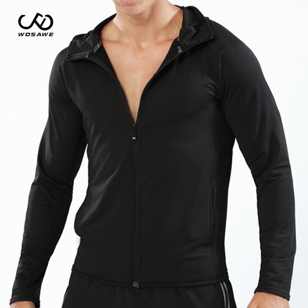 

wosawe 2020 new mens running jackets fitness sports coat hooded tight hoodie gym soccer training run jogging jackets sport wear, Black;red