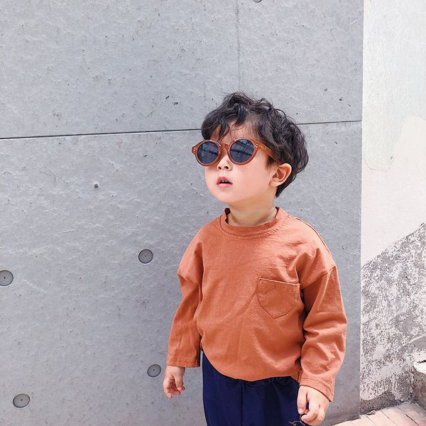 

autumn 2019 boys cotton long sleeve t shirts korean style baby girls solid color casual clothes t200225, White;black