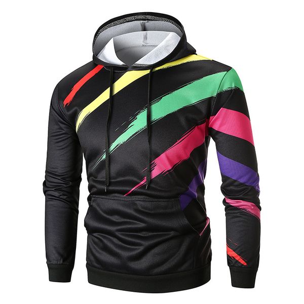 

Wholesale Men's Designer Hoodies 2020 Autumn and Winter Men's Color Stripe Print Hooded Men's Hooded Sweater Fashion Sweatshirts Size M-2XL