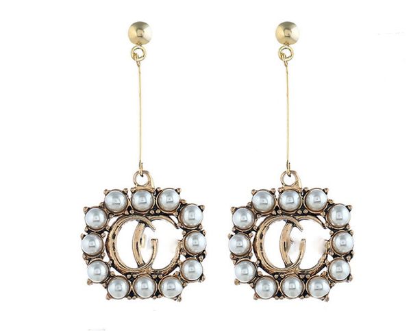 

2020 luxury design jewelry long earrings pearl earrings temperament simple female party gift wholesale, Golden;silver