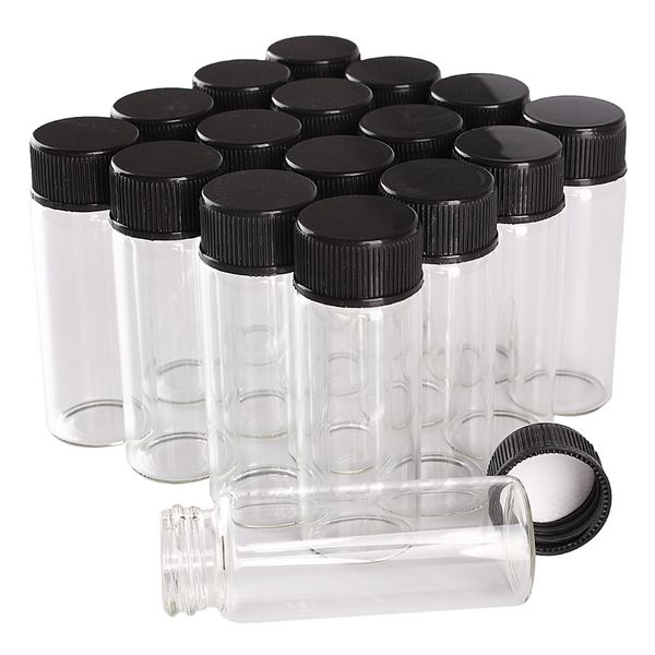 Lotes 100 peças 14ml 22 * ​​Bottles 60 milímetros de vidro com plástico preto Caps Spice Jars Frasco de perfume Arte Artesanato