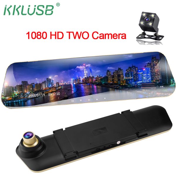 

full hd 1080p car dvr camera auto 4.3 inch rearview mirror digital video recorder dual lens registratory camcorder automatic dvr