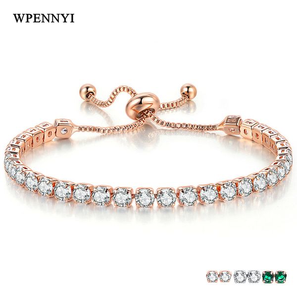 

3 Цвета Теннисный Браслет 4 мм 0.25ct Игристые 32 шт. Цирконий Розовое Золото Цвет Коро
